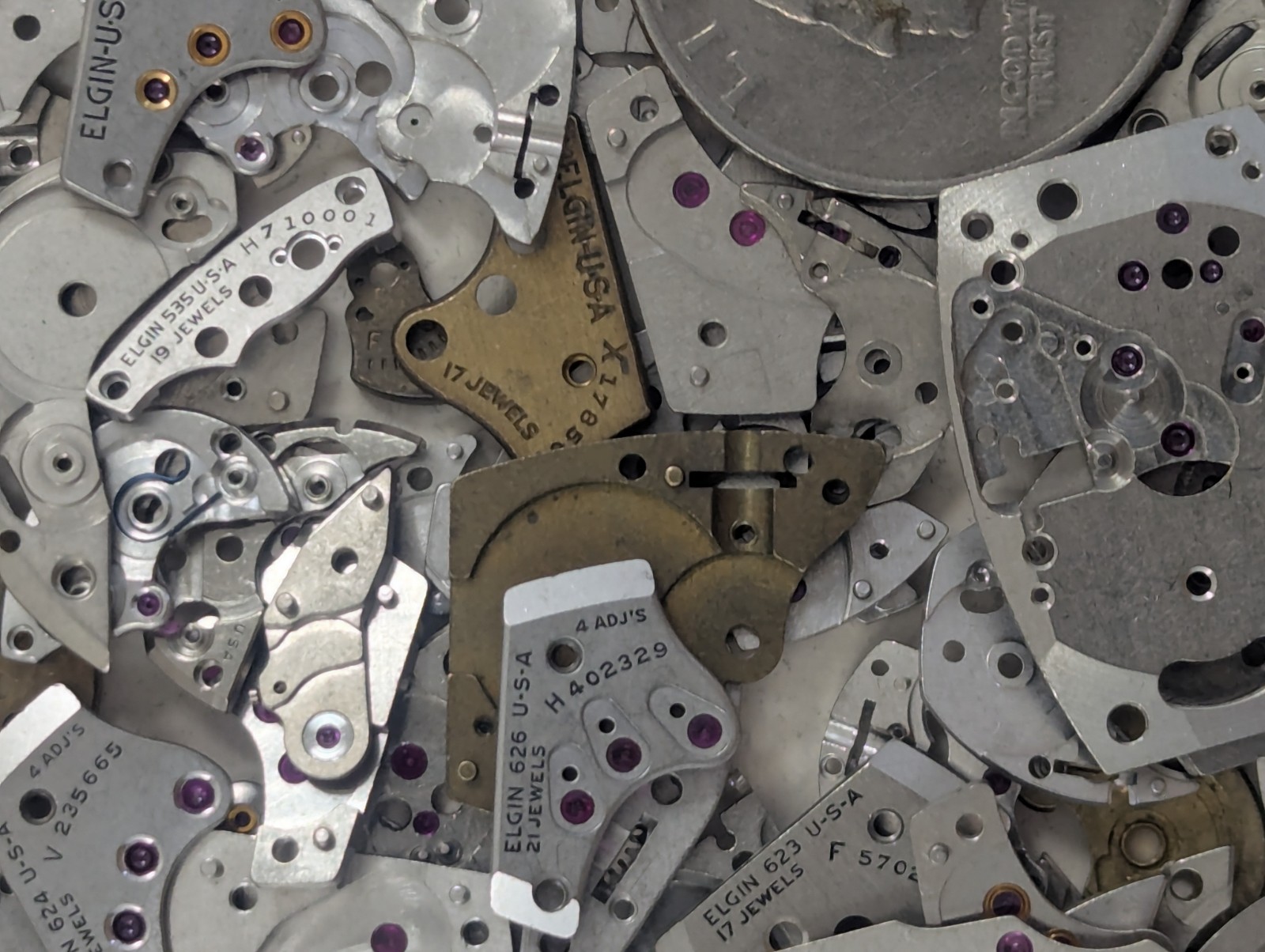 Large 1/2 pound lot of Assorted Watch Parts, Elgin and more R34