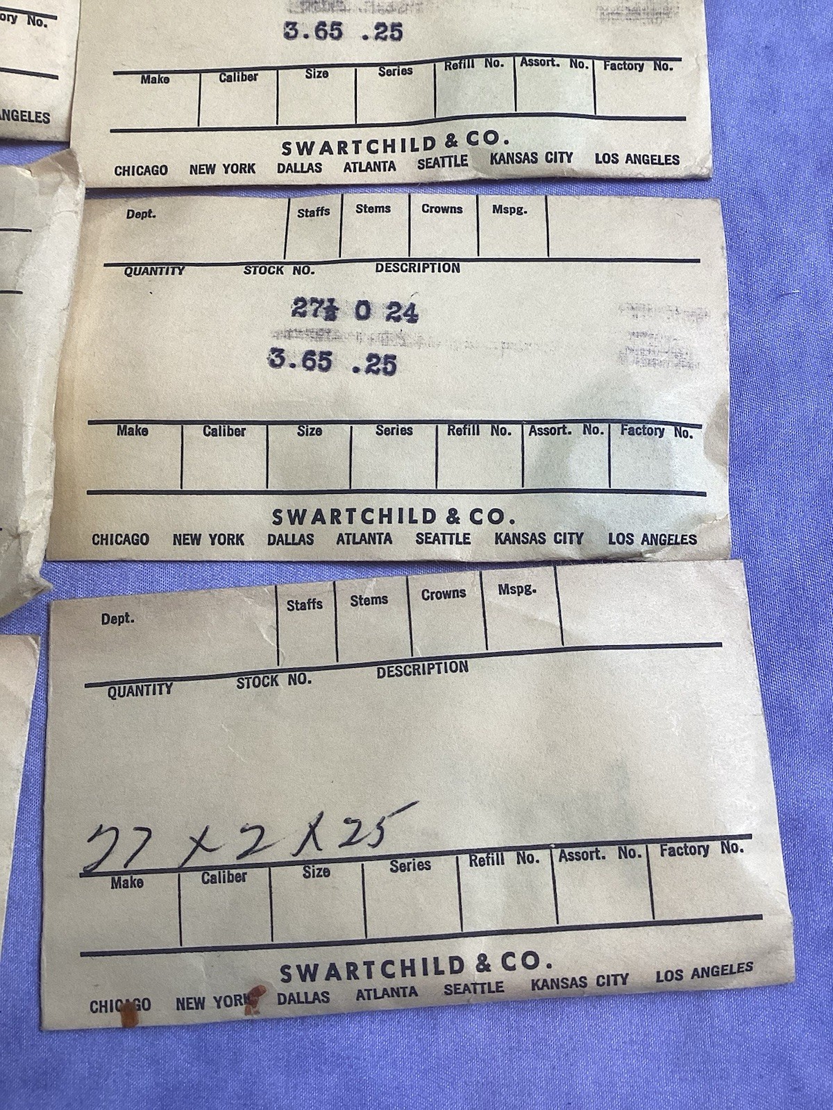 Assortment Of 16 Envelopes Vintage Swartchild Clock Mainspring Parts Repair NOS