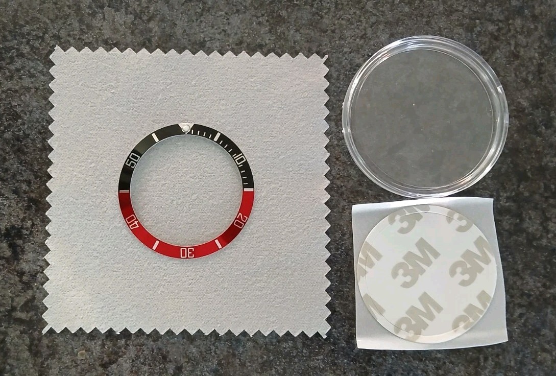 Black Red Bezel insert 37.5mm Rolex Submariner 16610 16800 Seiko Aluminium Coke