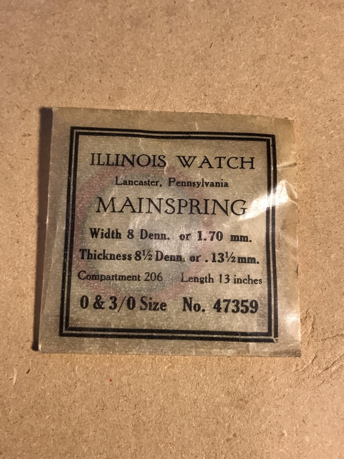 Illinois Factory Mainspring for 0s & 3/0s Models No 47359 – Steel