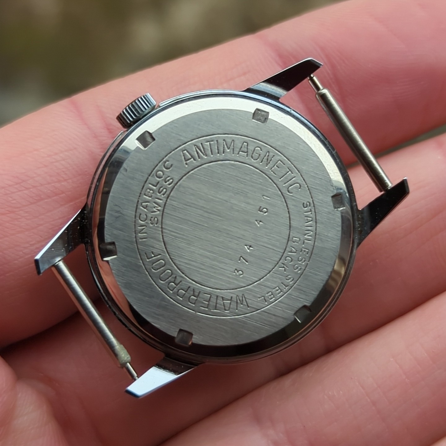 1950s Swiss NOS Waterproof Incabloc Watch Case 32mm For Movement Rehoming (WB)