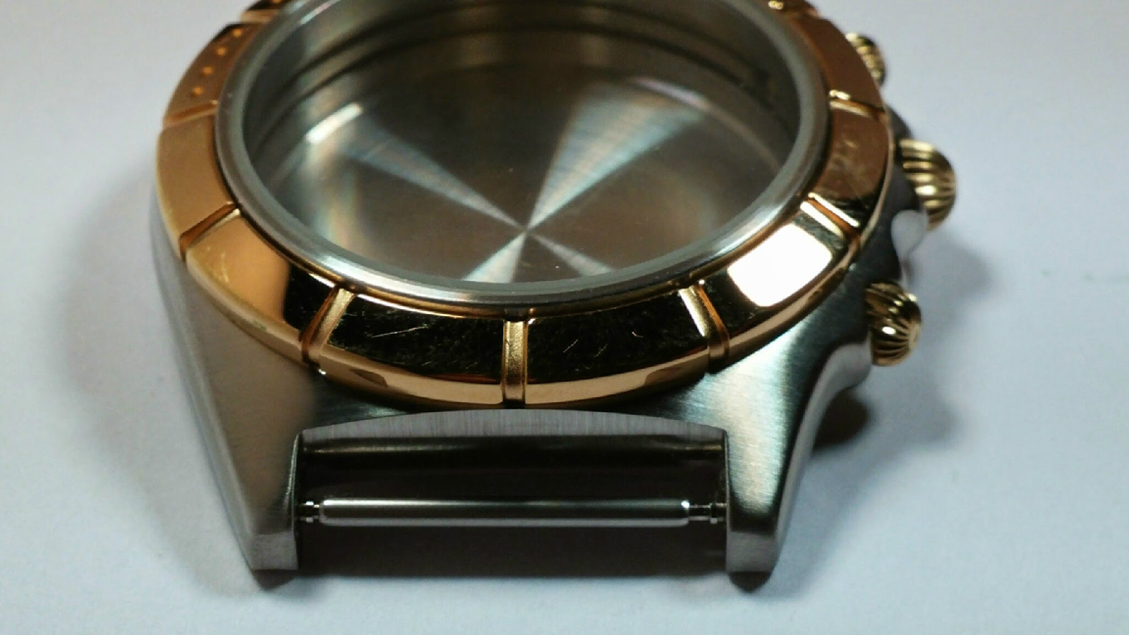 Chrono Case, Push Button, S/S and Gold Color Bezel, Water Resistant SALE!! stain