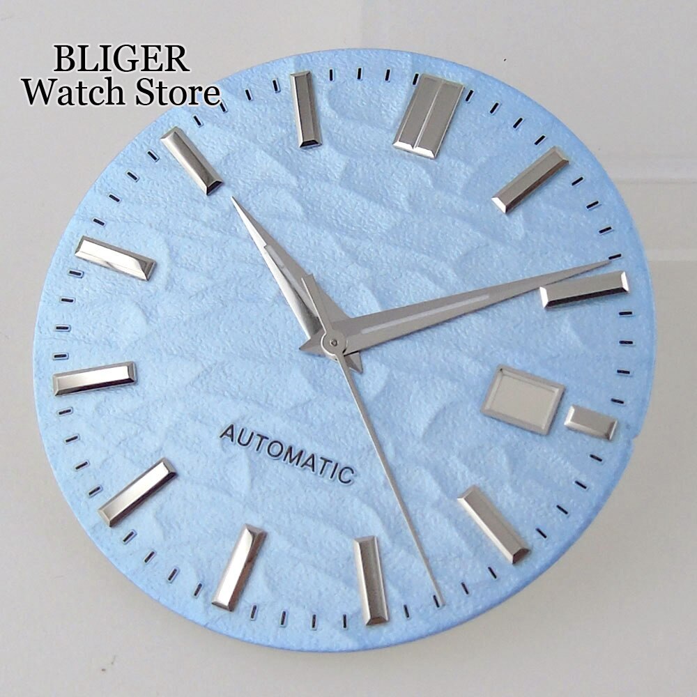 Sky blue 33.5MM White Blue Watch Dial Date Window Fit NH35 NH35A NH36 NH36A