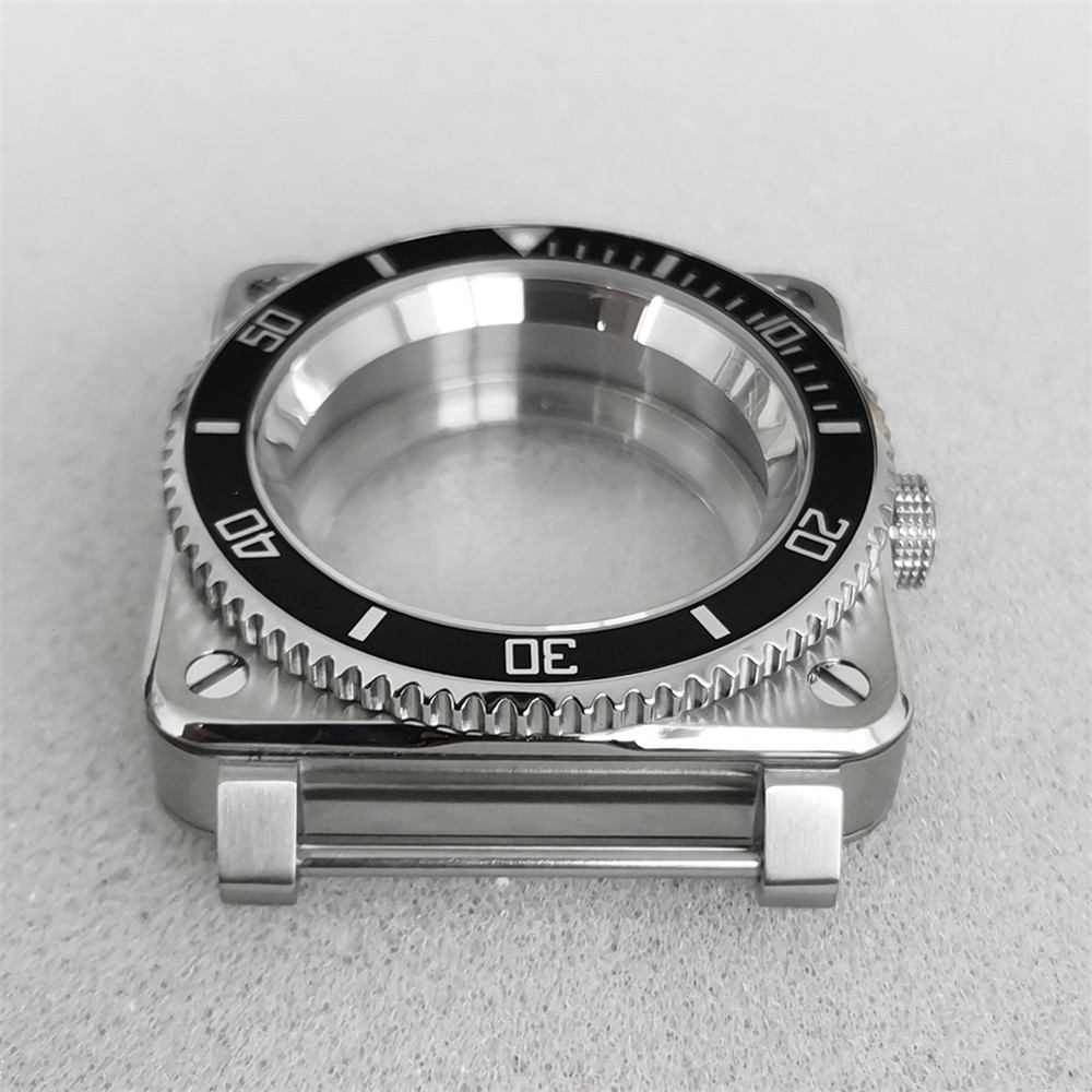 Square Watch Case Stainless Steel Sapphire Glass For NH35/NH36/4R/7S Movement