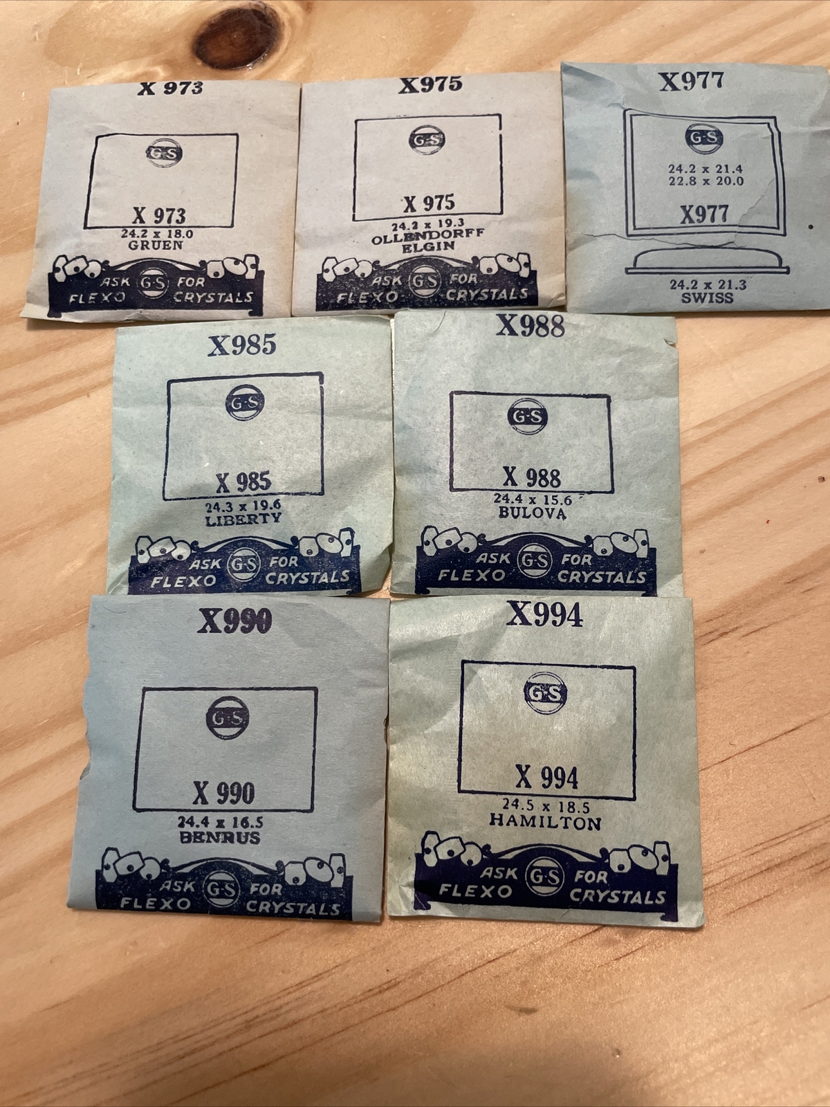 GS FLEXO X800-999 Series Acrylic Watch Crystal Replacement CHOOSE SIZE VTG NOS