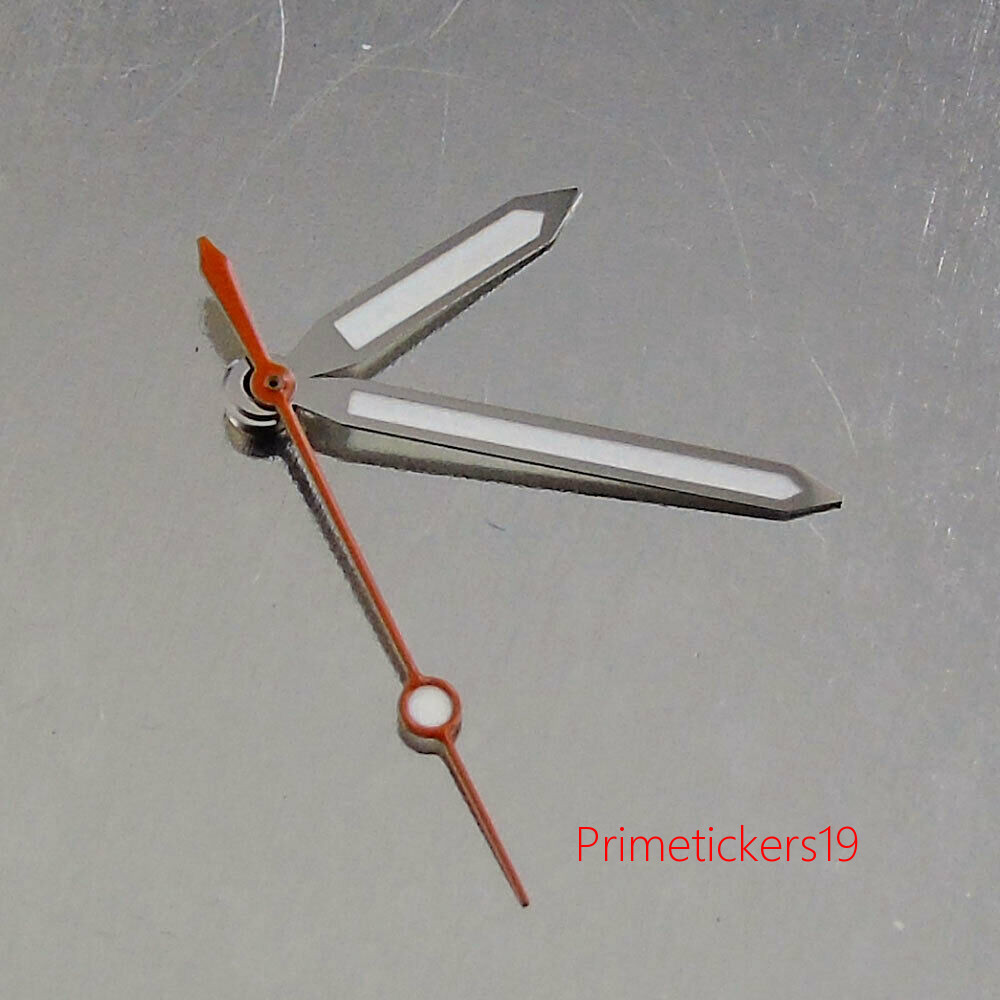Red Second hands Silver edge white/Orange Watch Hands Luminous fit for NH35