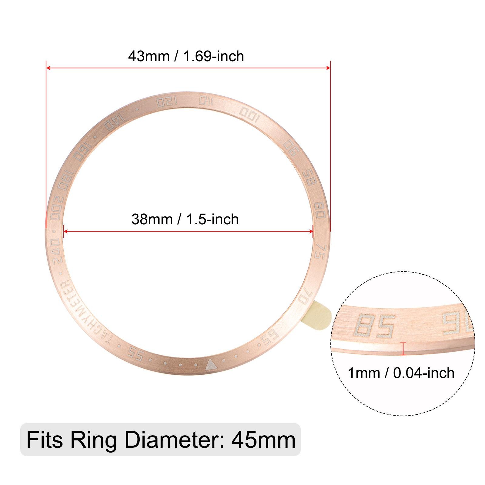 45mm Watch Bezel Adhesive Cover, Style B Stainless Steel PVD, Rose Gold Tone