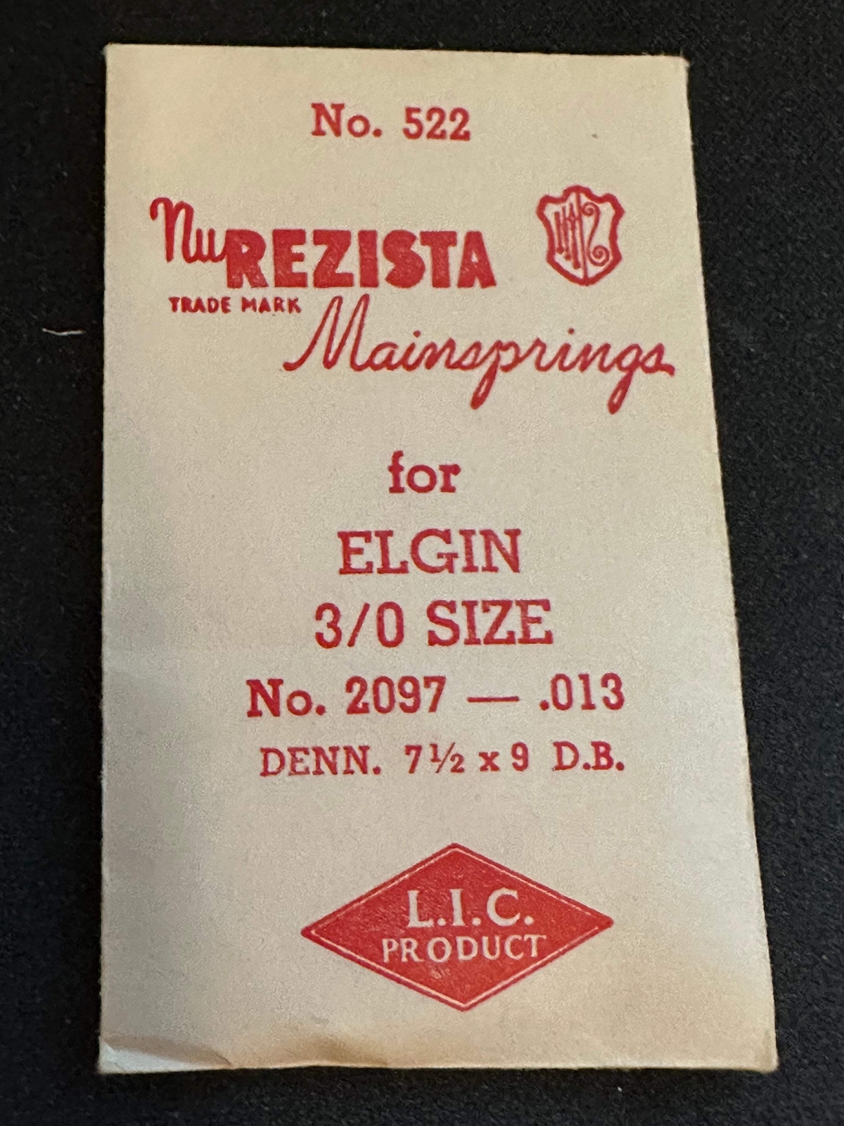 NuRezista Mainspring #522 for Elgin 0s & 3/0s No. No. 2097 – Steel