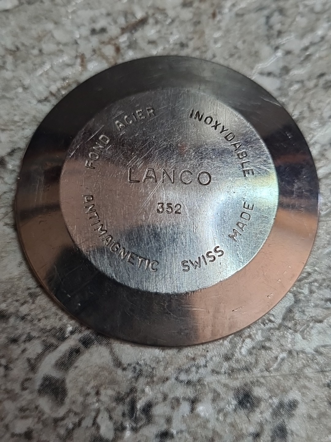 Vintage LANCO Mod II De Luxe Watch Movement, Dial & Case Back. Not Working.