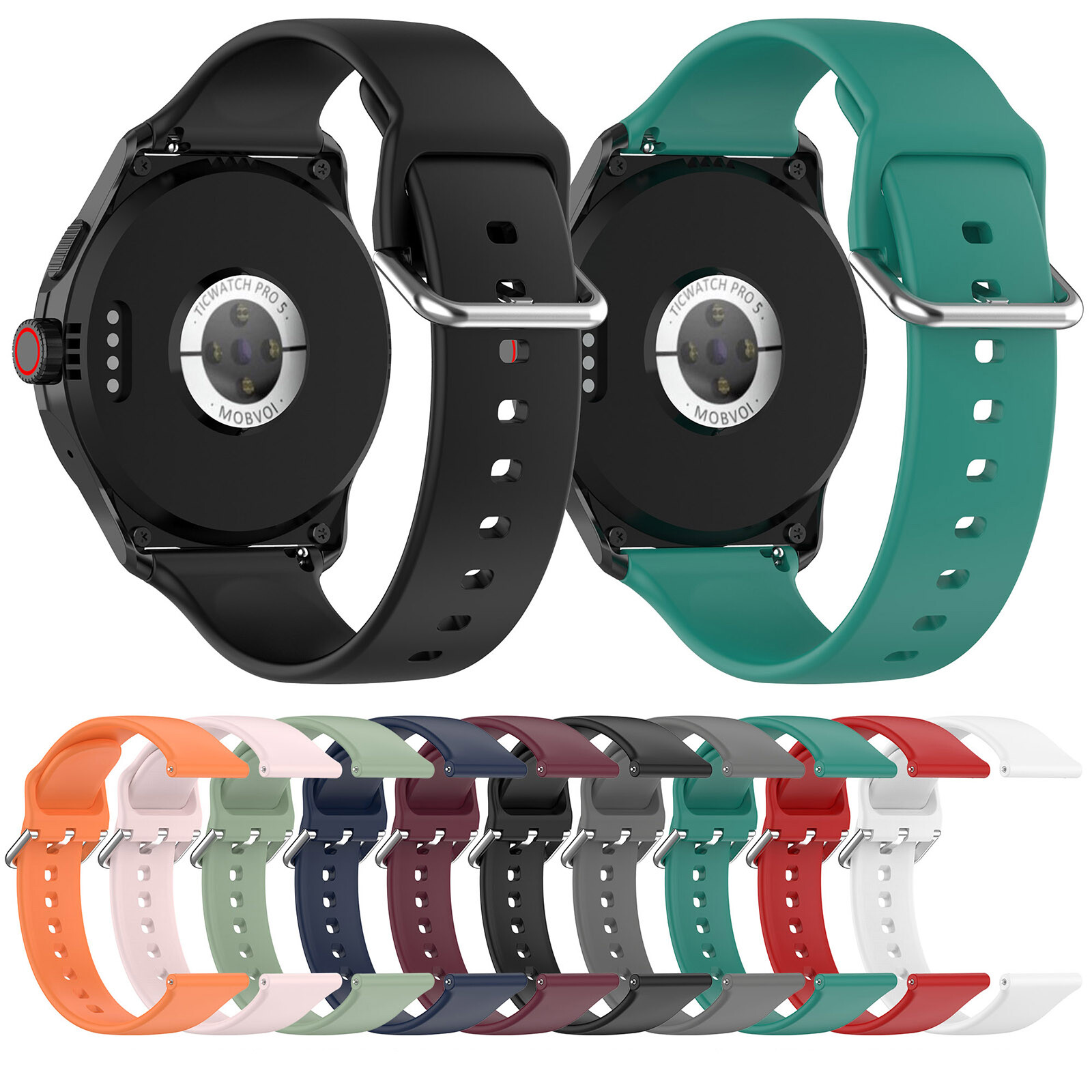 Silicone Strap Replacement Sport Watch Band For Ticwatch Pro 5 Smartwatch