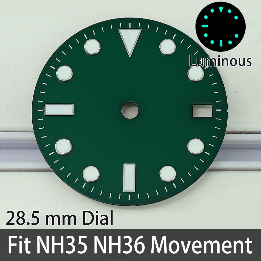 Oyster Perpetual 28.5mm Dials Black 3C Green Luminous For Seiko NH35 36 Movement