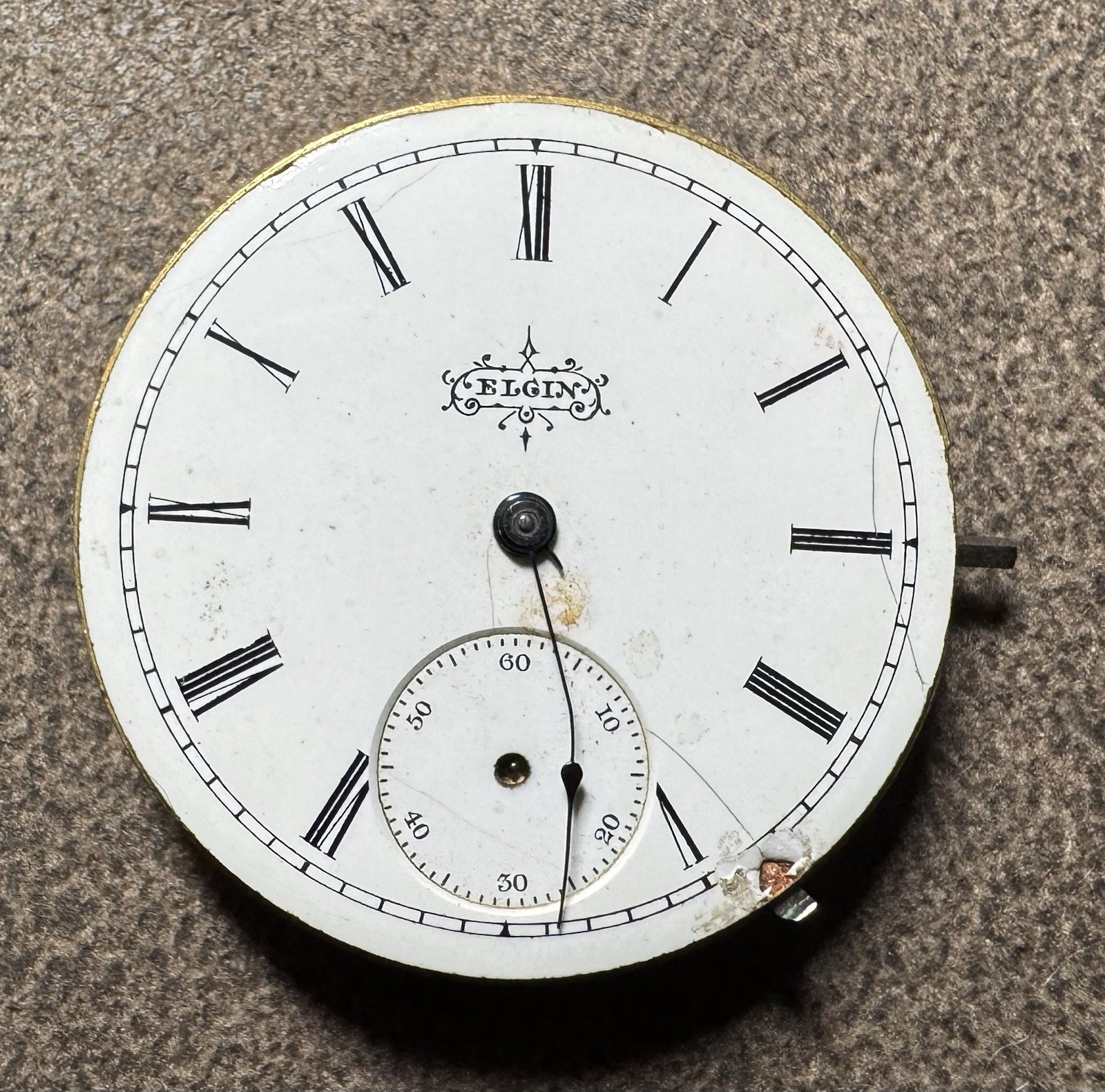 1891 ELGIN 6S 11J GRADE 94 PW LS POCKET WATCH MOVEMENT & DIAL