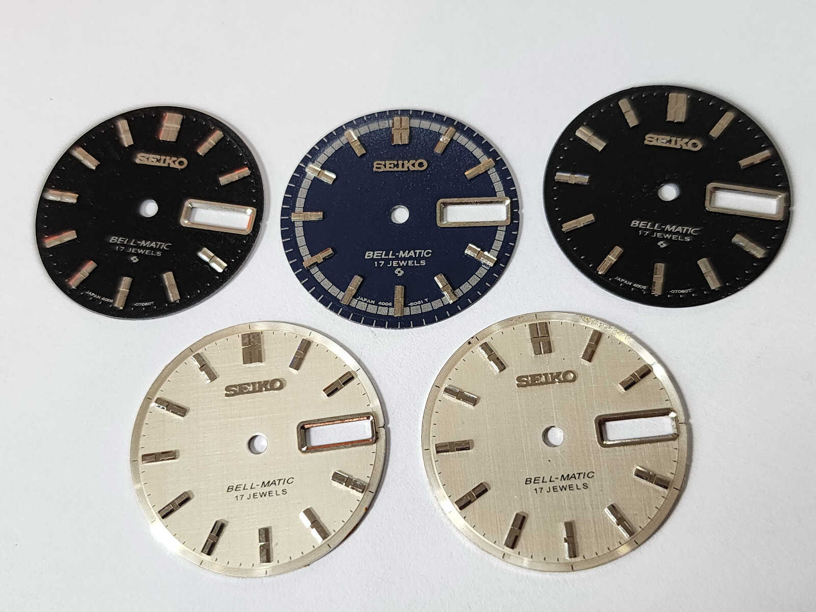 5 x USED DIAL FOR SEIKO BELL-MATIC 4006 ALARM — 2