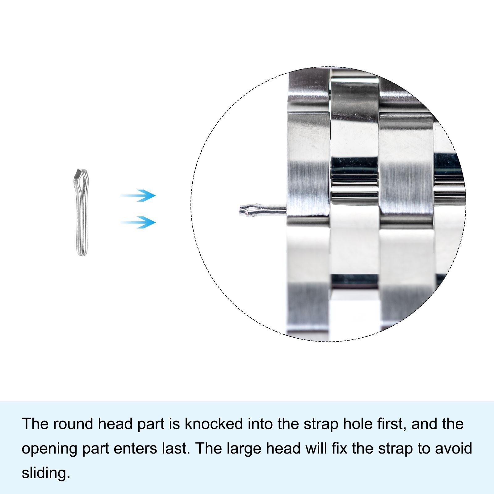 15Pcs 6mm Watch Band Link Cotter Pin, Stainless Steel 0.9mm Dia. Silver Tone