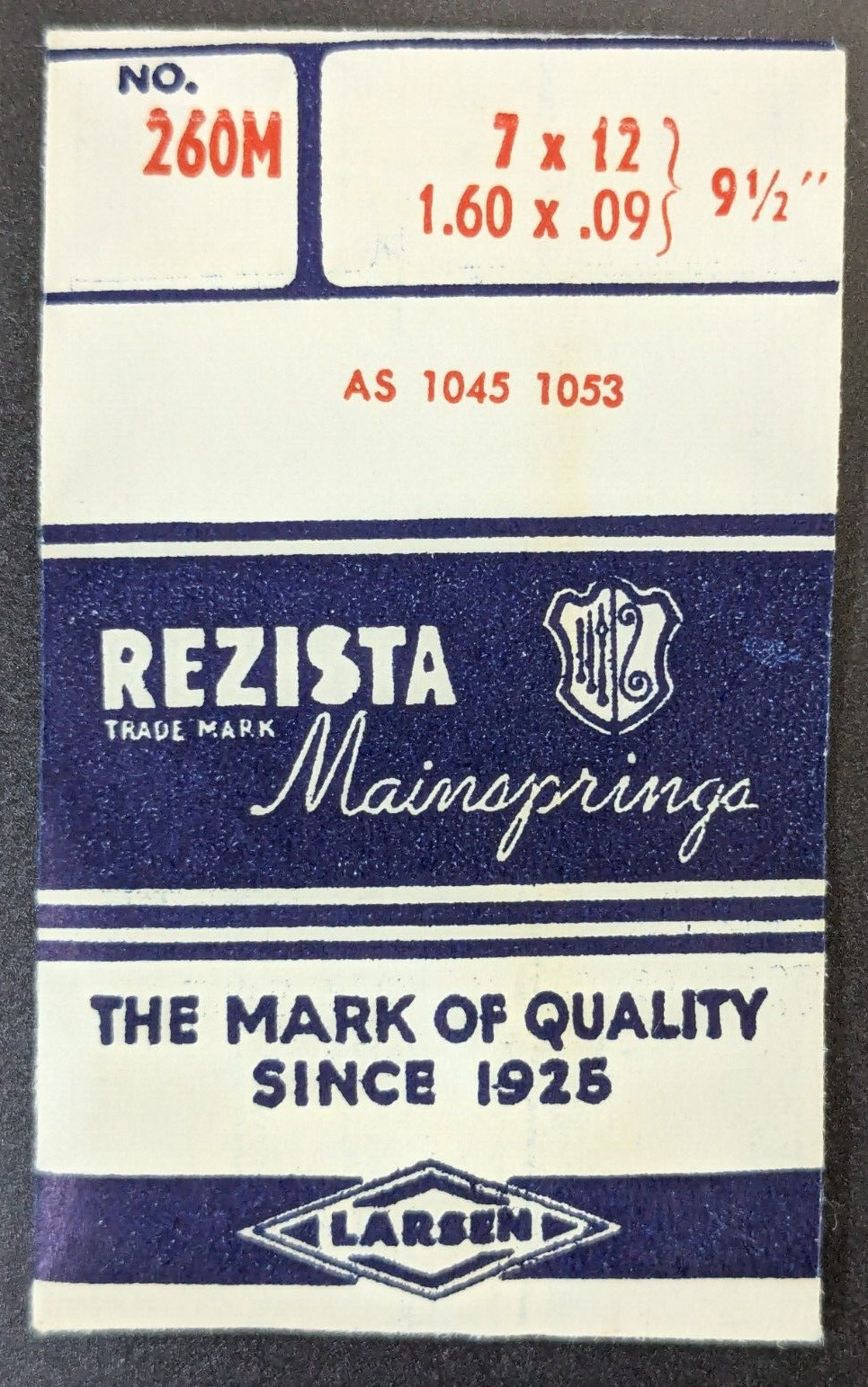 NOS Vintage Rezista 260M 7×12 9-1/2″ Watch Mainspring for AS 1045 1053