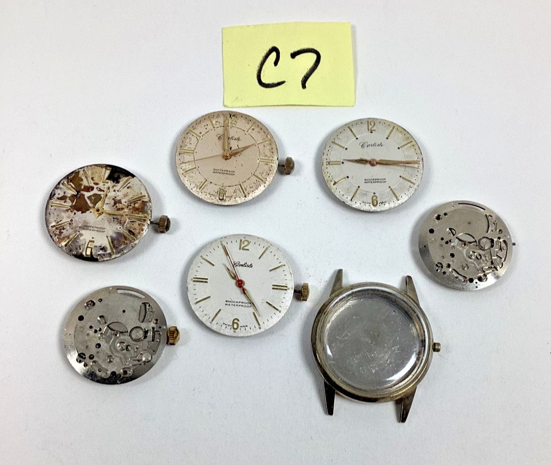 Lot Carlisle Henriline Watch Co Ebosa 65 Swiss Spare Parts Repair READ