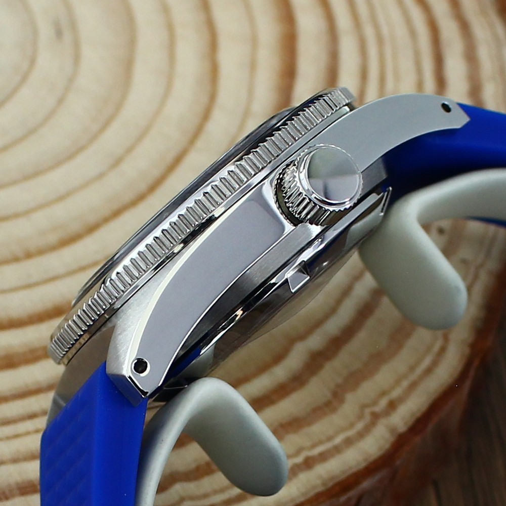 Sapphire 40mm Steel Watch Case Blue Strap Modify 62MAS Mods For Seiko NH35 34 36