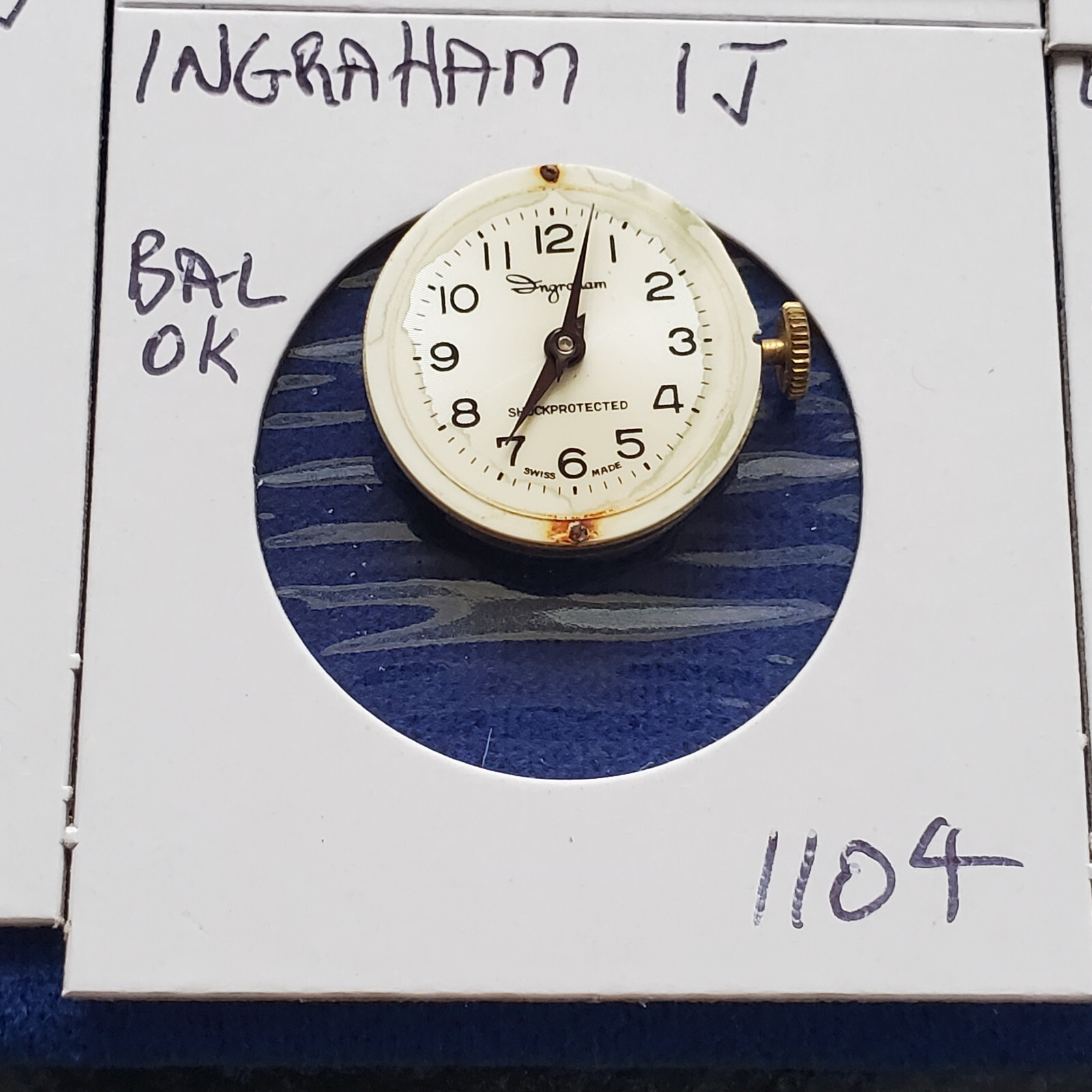 LADIES INGRAHAM 1J WRIST WATCH MOVEMENT #1104