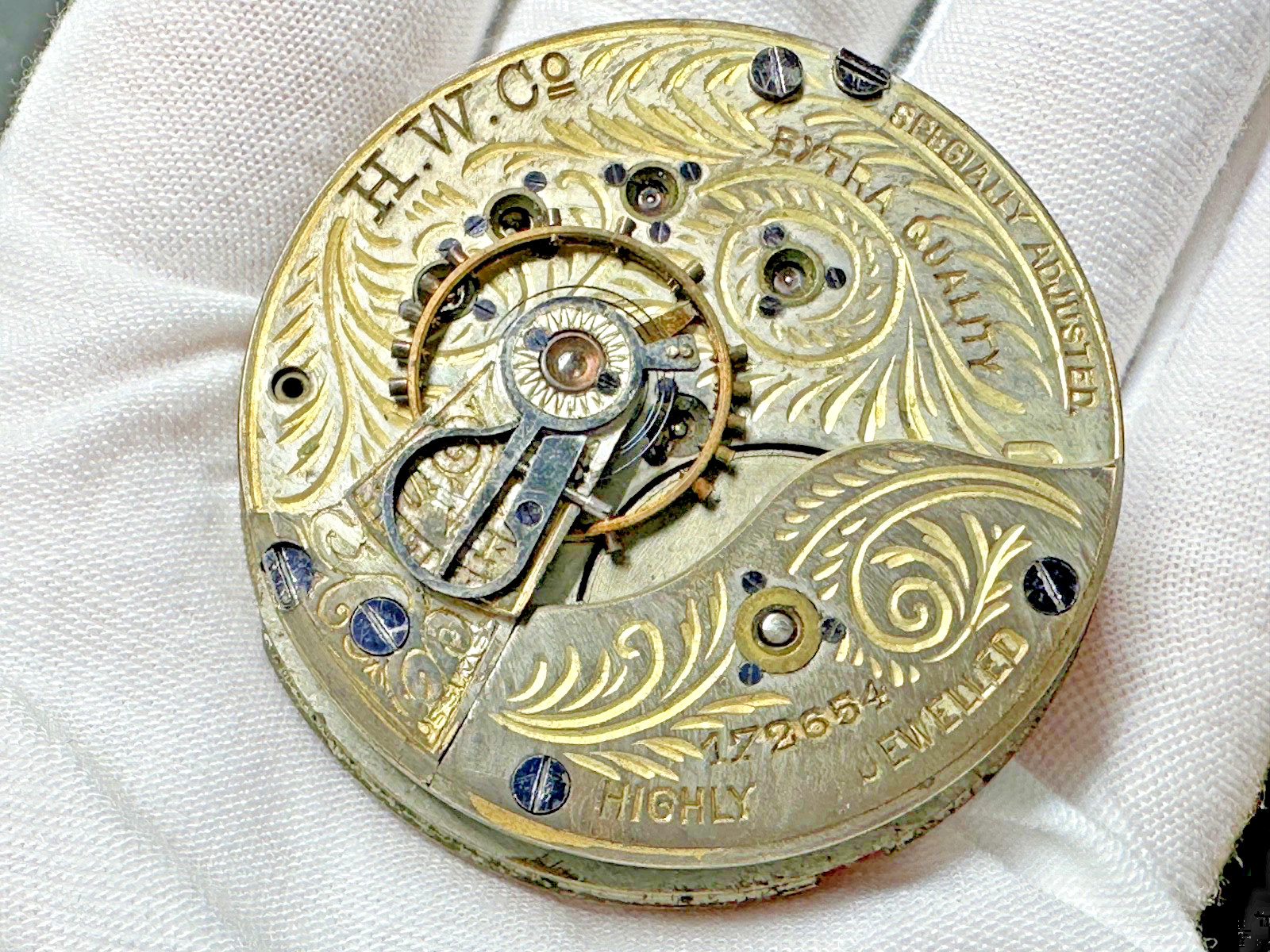 ANTIQUE H W CO SPECIAL HIGHLY JEWELED SWISS WATCH BODY FOR PARTS N209