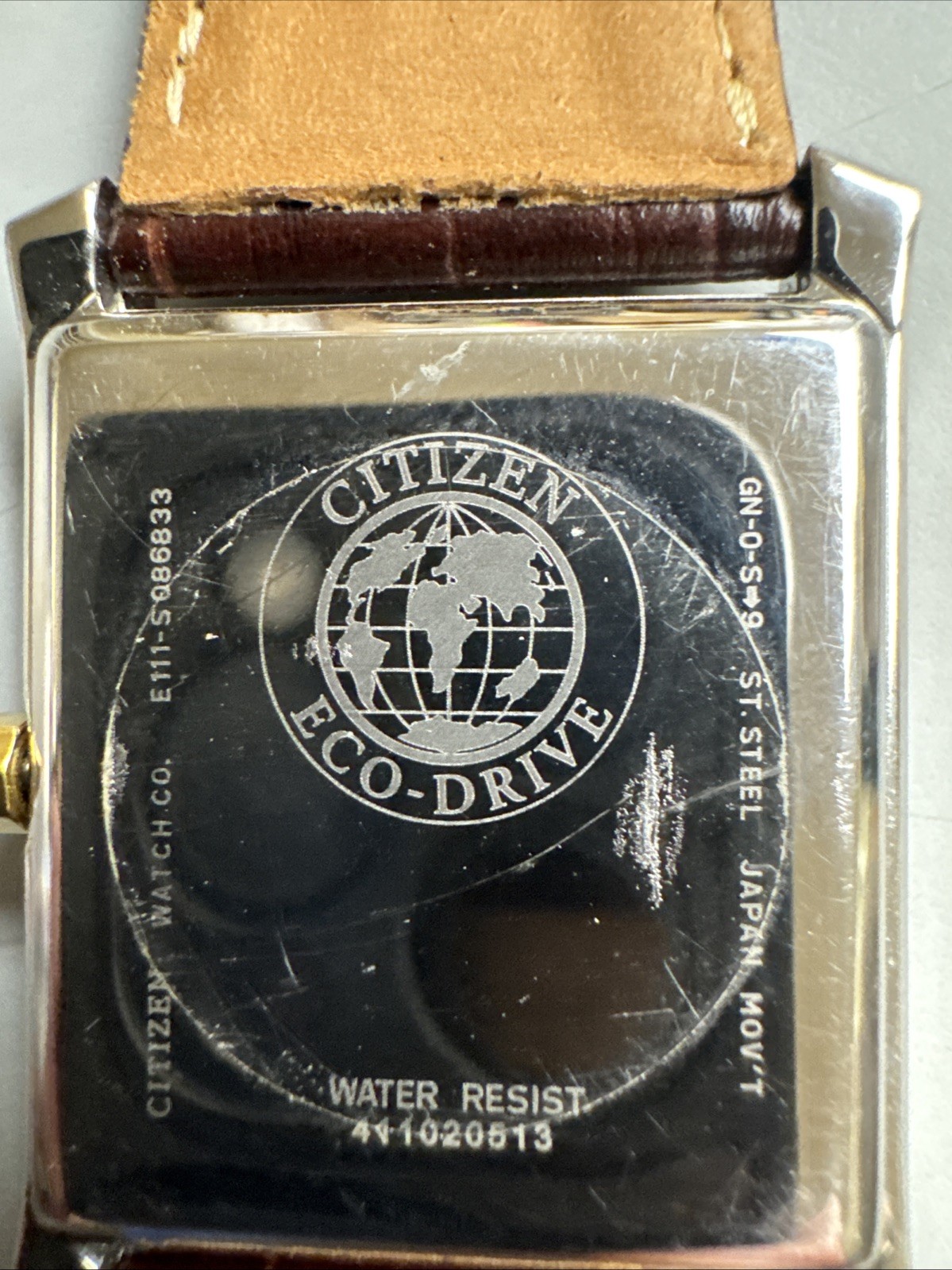 Citizen Eco-Drive Watch E111-S086833 Solar Powered Tank Style Leather Strap
