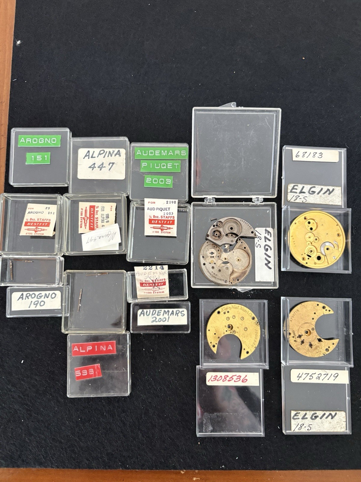 Vintage Watchmaker Parts Lot AP Audemars Piguet Alpina Elgin Staffs