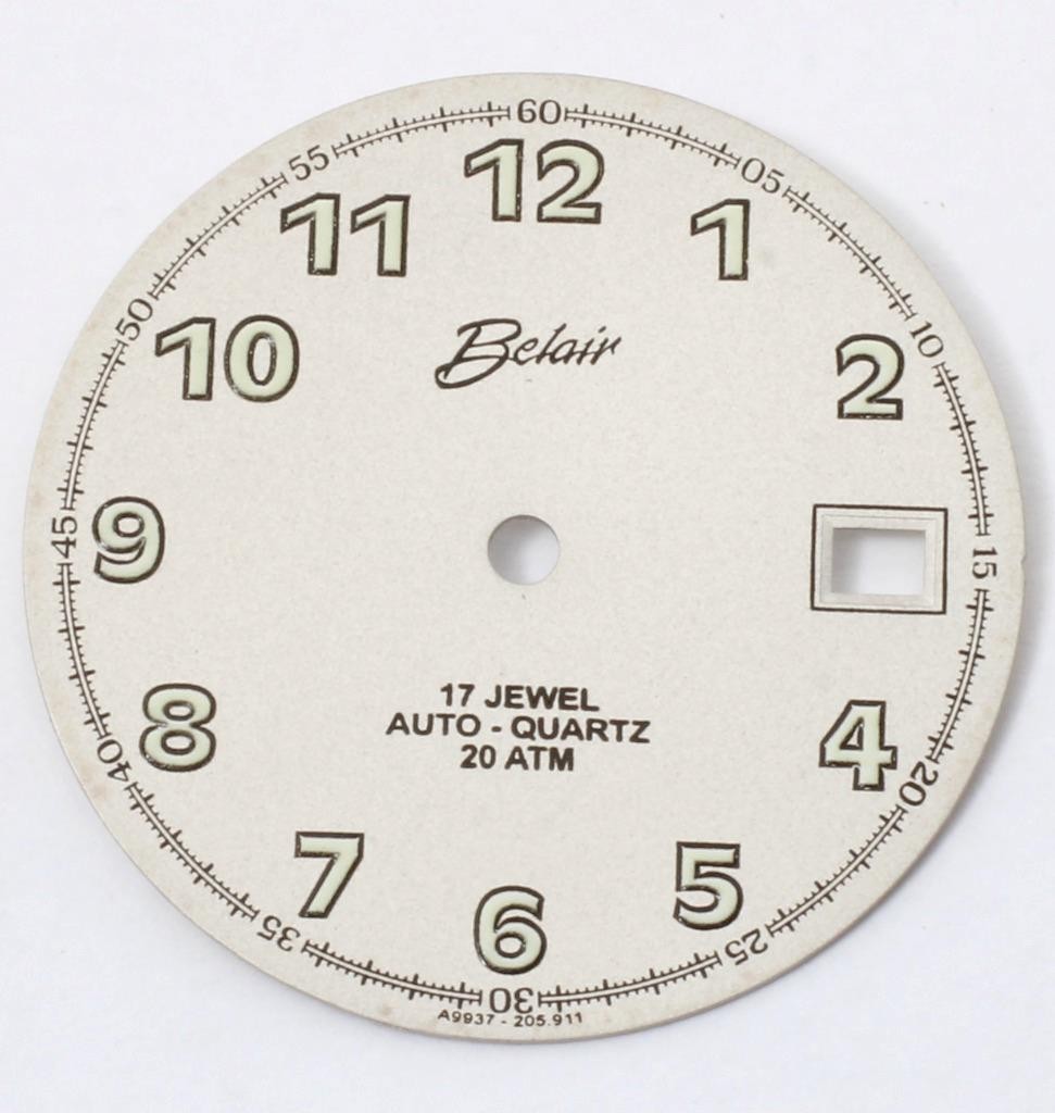 17 NOS Belair Blank Private Label 17j AutoQuartz 20ATM Watch Dials ETA 205.911