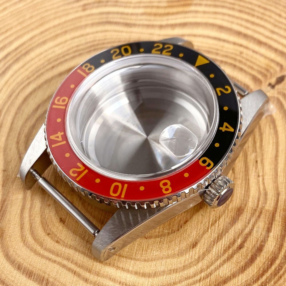 Tandorio New 38mm Mod Red Black Glass Bezel Sapphire NH34 NH35 Diver Watch Case