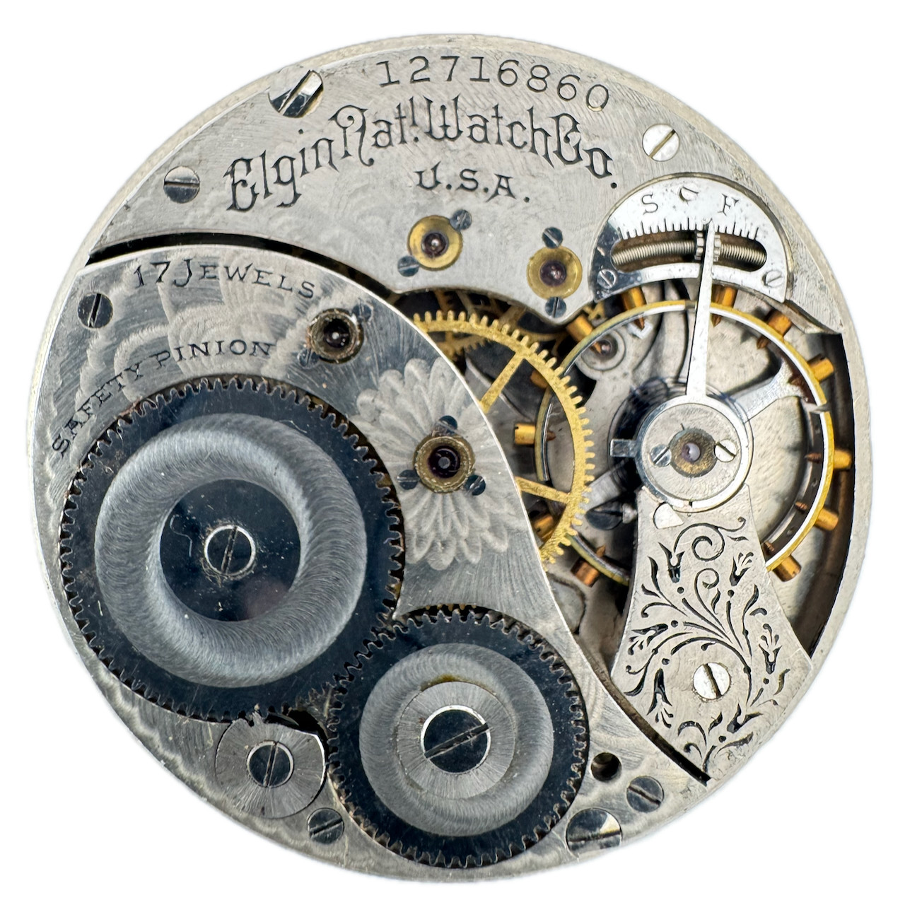 Antique 12s 1907 Elgin 17j Mechanical Open Face Pocket Watch Movement 345 USA