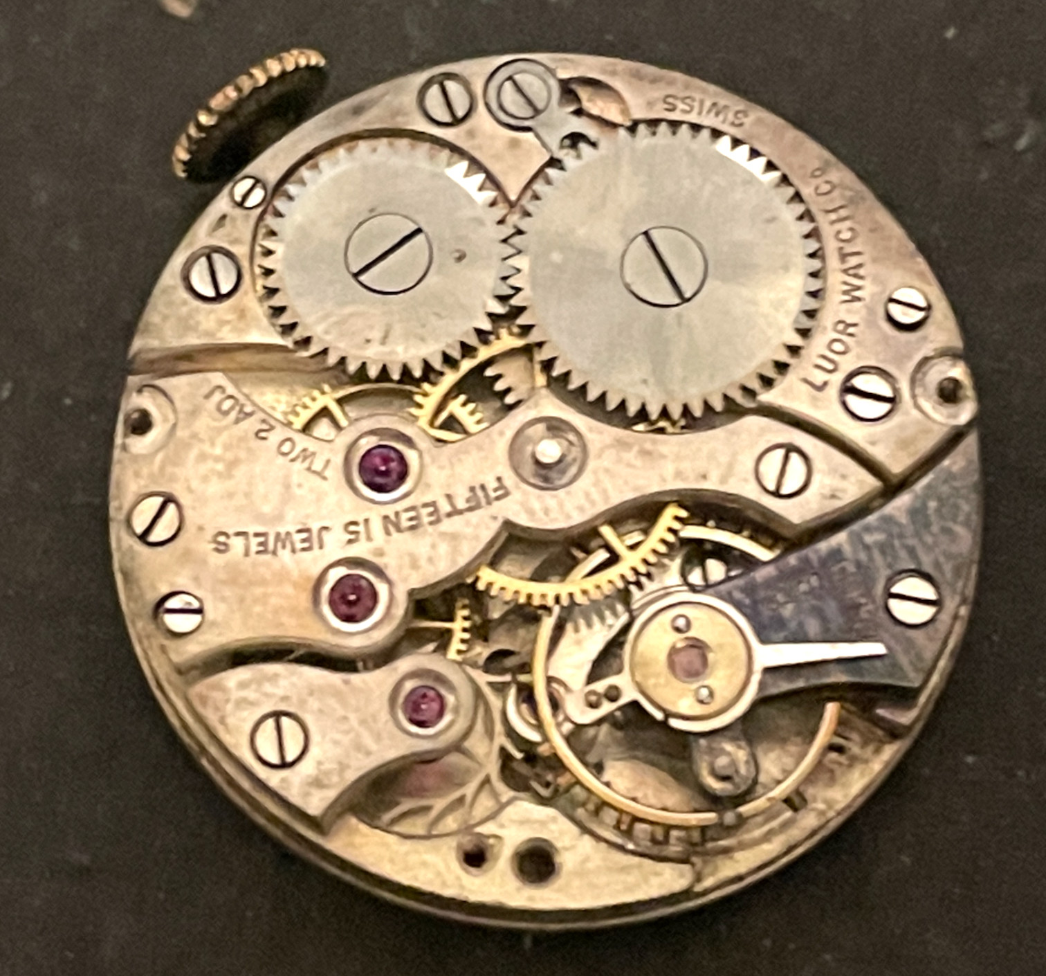 Antique Luor Pendant Watch Movement Parts Good Balance Art Deco 8/0s 15j Swiss