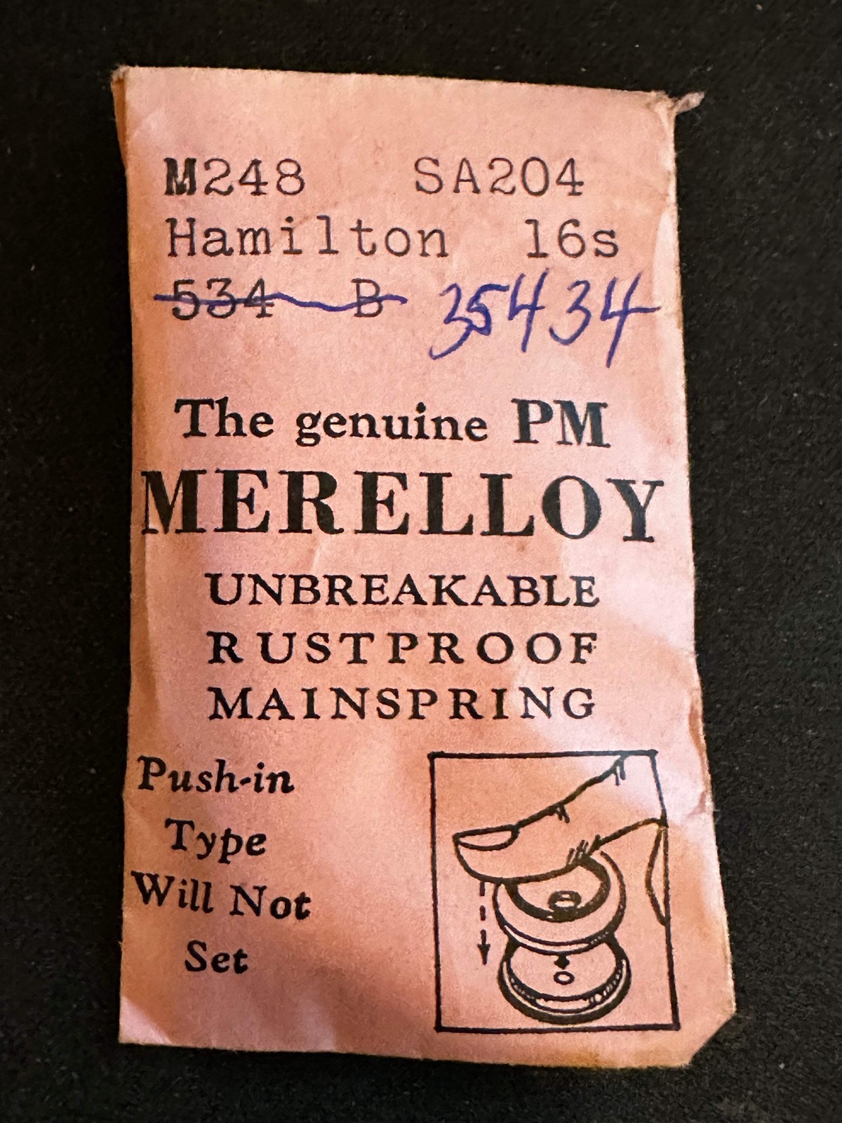 PM Merelloy Mainspring M248 – Hamilton 16s movements No. 534B / 35434 / 718050 –