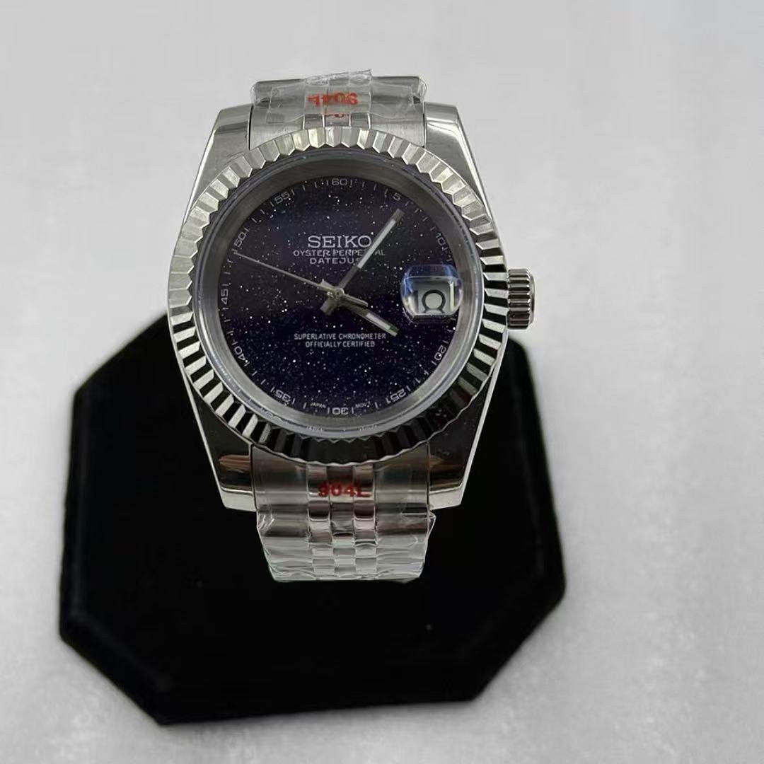 28.5mm Starry Sky Blue Gold Stone Watch Dial No Lume for Nh35/36 Movement