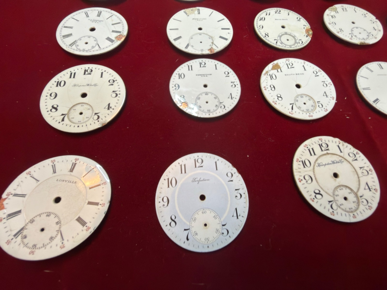 Lot of 124 Pocket watch dials, Misc sizes and brands: Many different brands