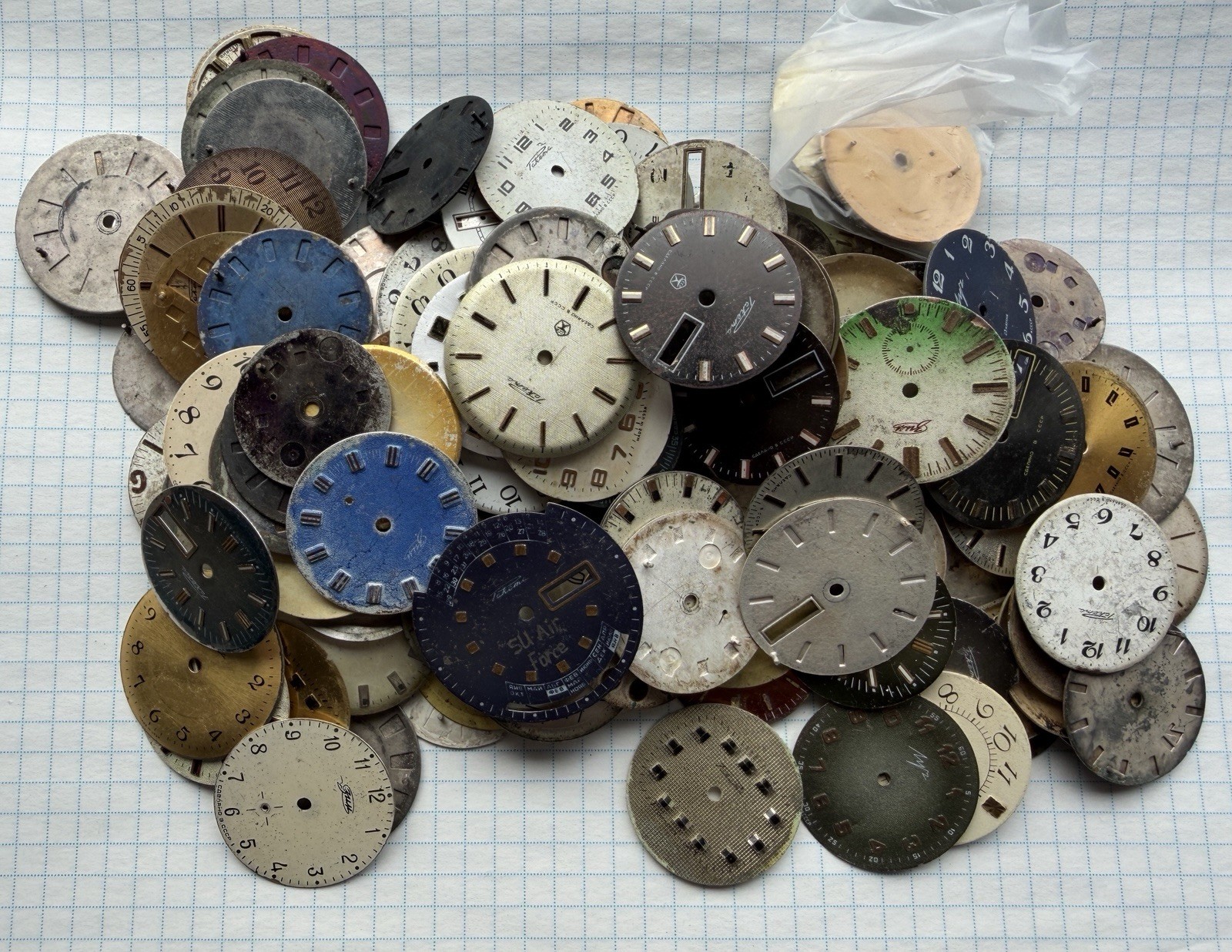 Soviet Vintage Watch Dials Lot 400g – Mechanical watch Faces, Steampunk, Art