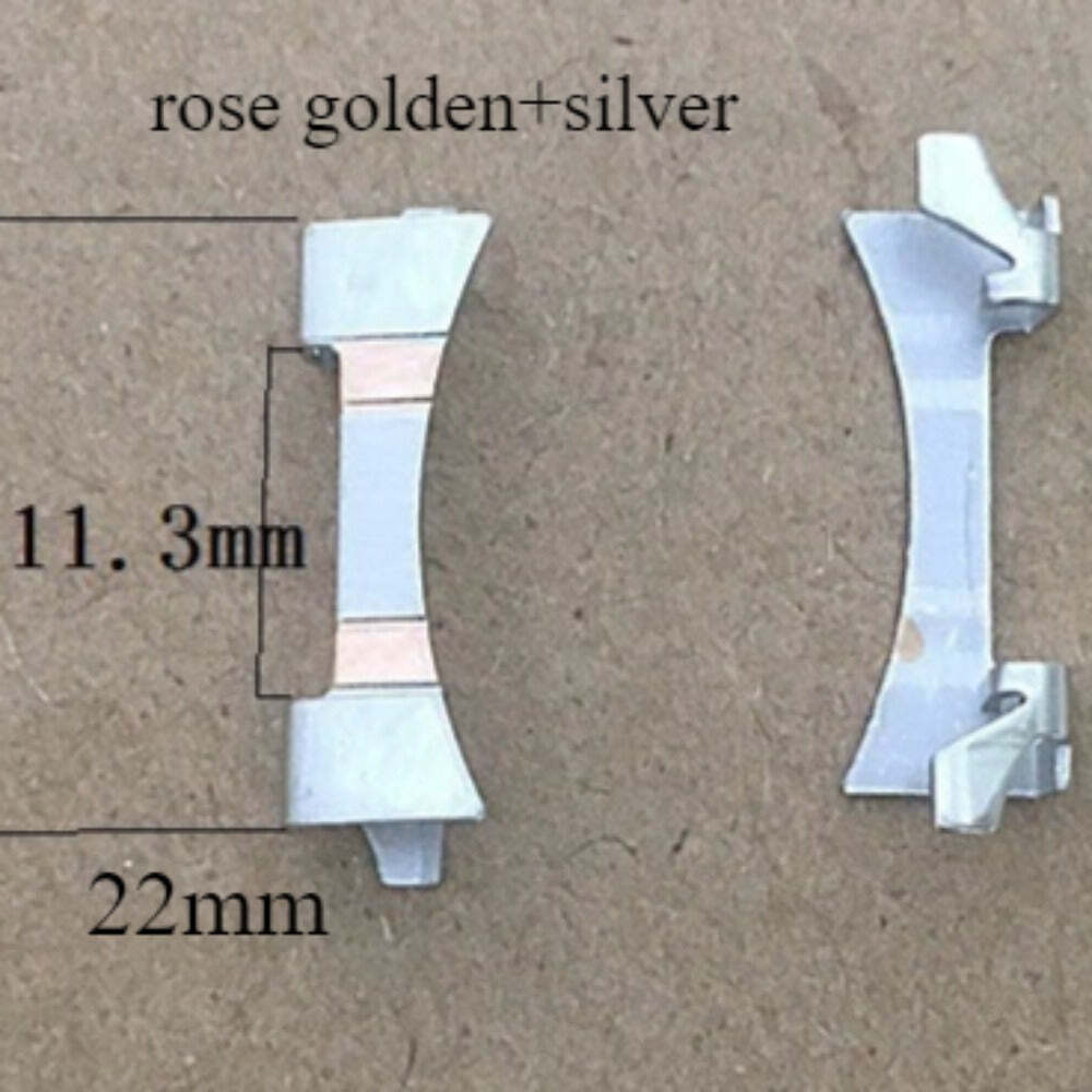 Rose Golden+Silver 22×11.3mm Curved End Links Spring Bars Bracelet Watch Band St