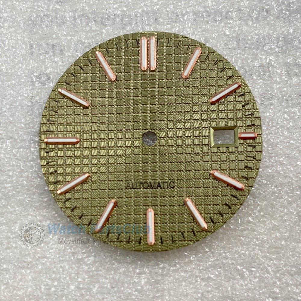 31.8mm Grid Green Luminous Calendar Watch Dial Fit NH35 NH36 Movement