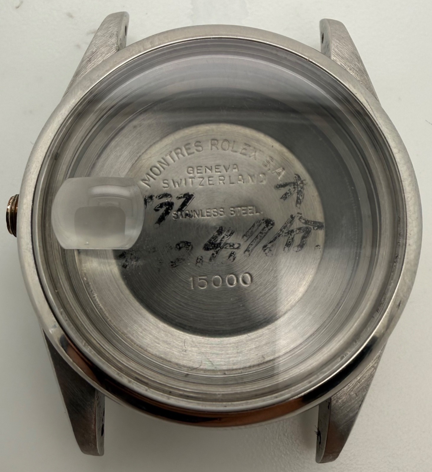 Genuine Rolex 15000 Oyster Perpetual Date 34mm SS Case w/Crystal Case Back OEM