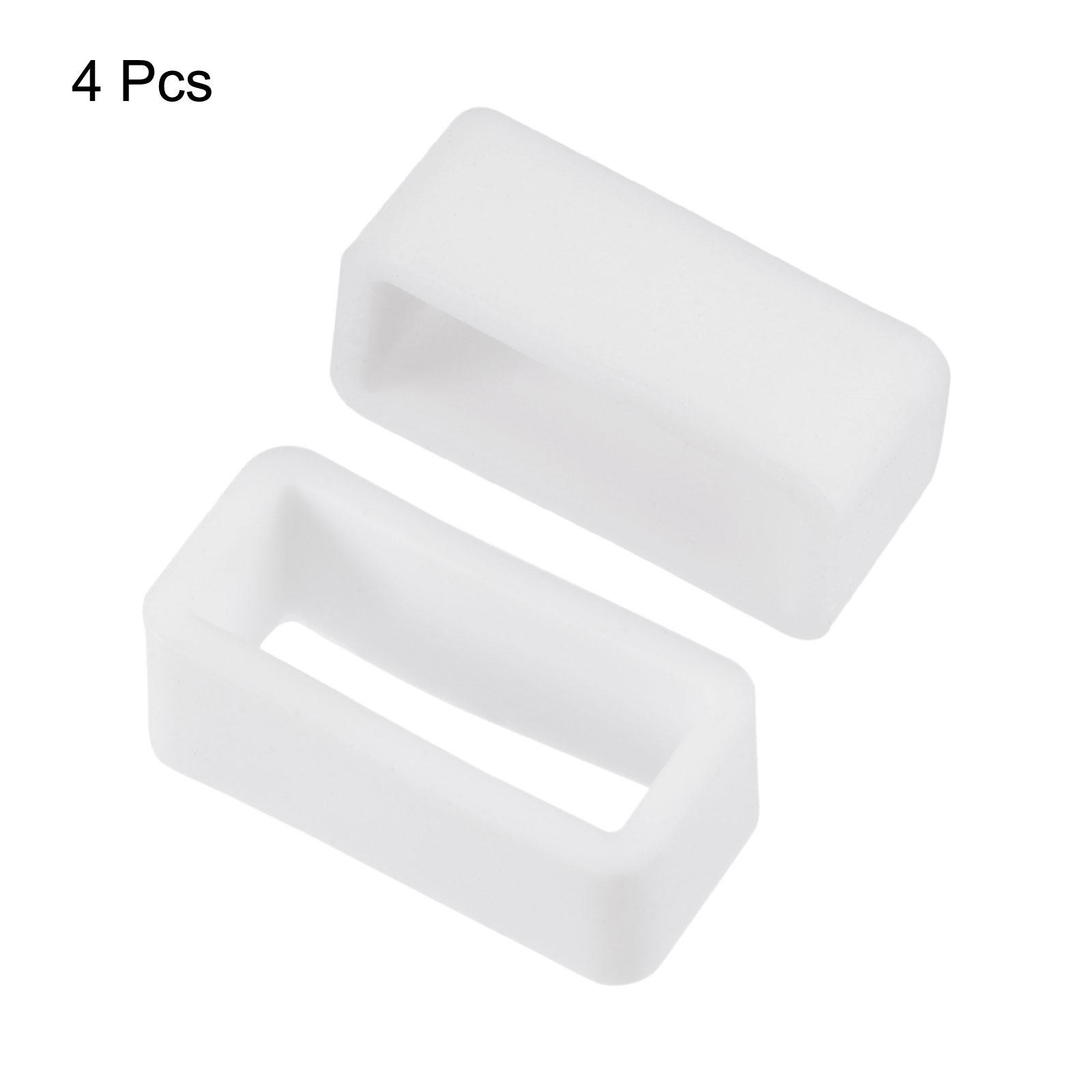 Watch Band Strap Loops Silicone for 16mm Width Watch Band, White 4 Pcs