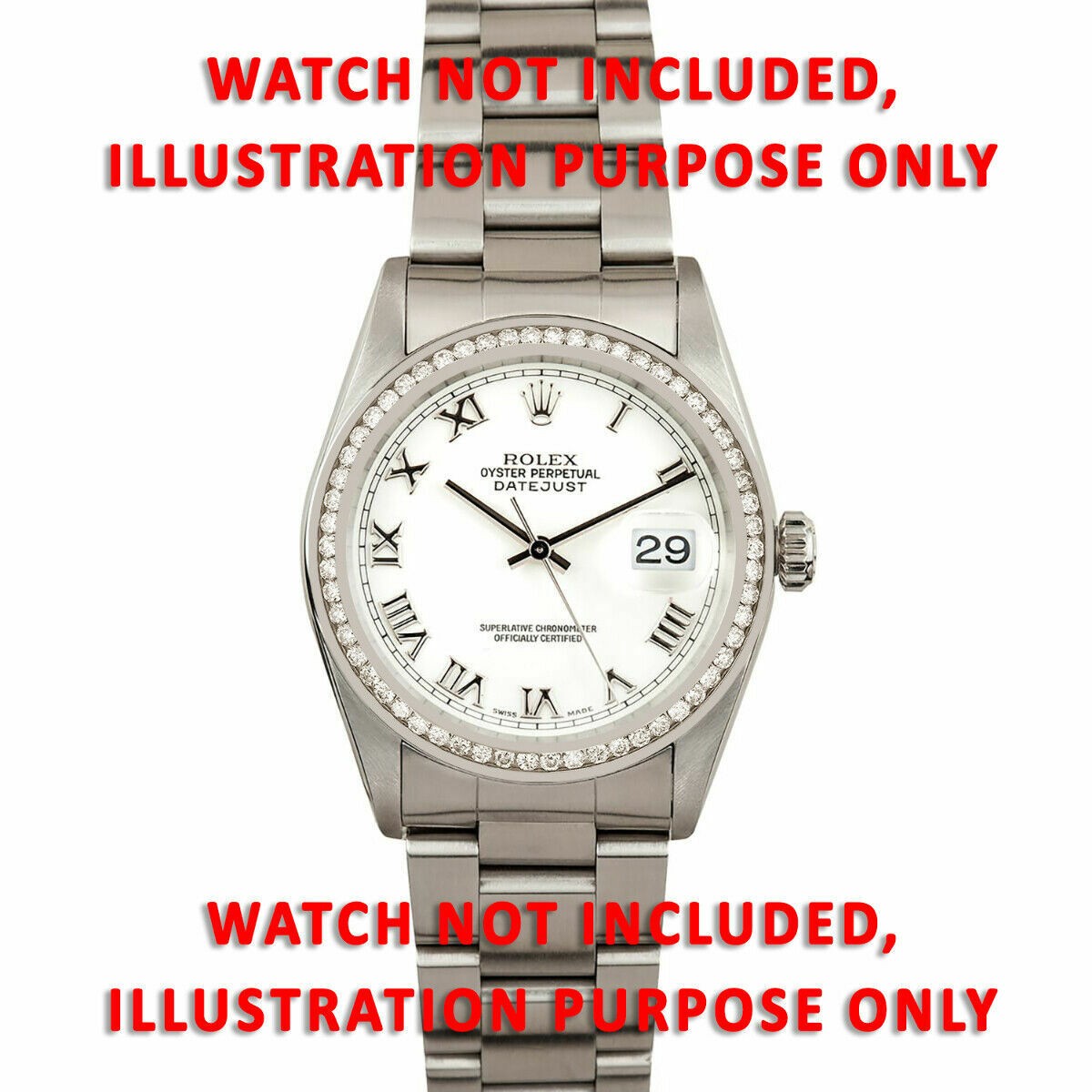 36MM CHANNEL SET NATURAL DIAMOND BEZEL 18KW FOR ROLEX DATEJUST 16200 16220 16234