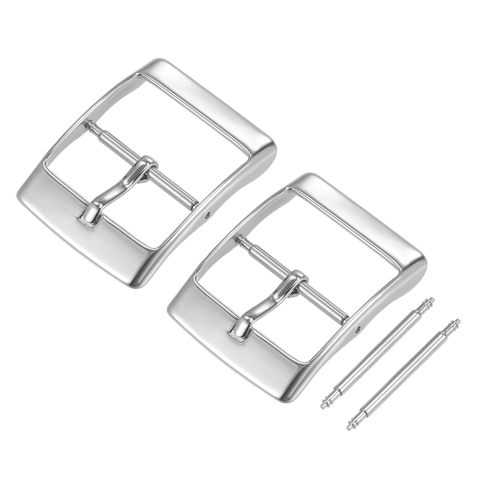 Watch SUS304 2 Pcs Silver Tone Buckle for 20mm Watch Bands with 2Pcs Spring Bar