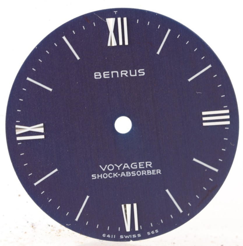 BENRUS VOYAGER SWISS DARK BLUE NOS WRIST WATCH DIAL 27.4mm, 6411 565 (NB)