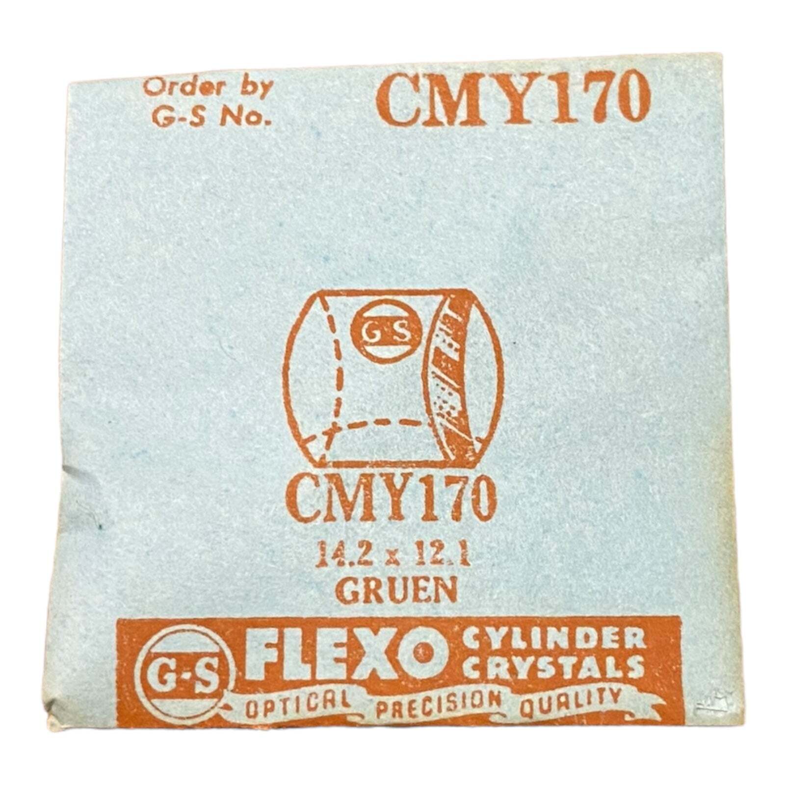 Germanow-Simon Mach (GS) CMY170 Watch Crystal 14.2×12.1 NOS Part Flexo Gruen