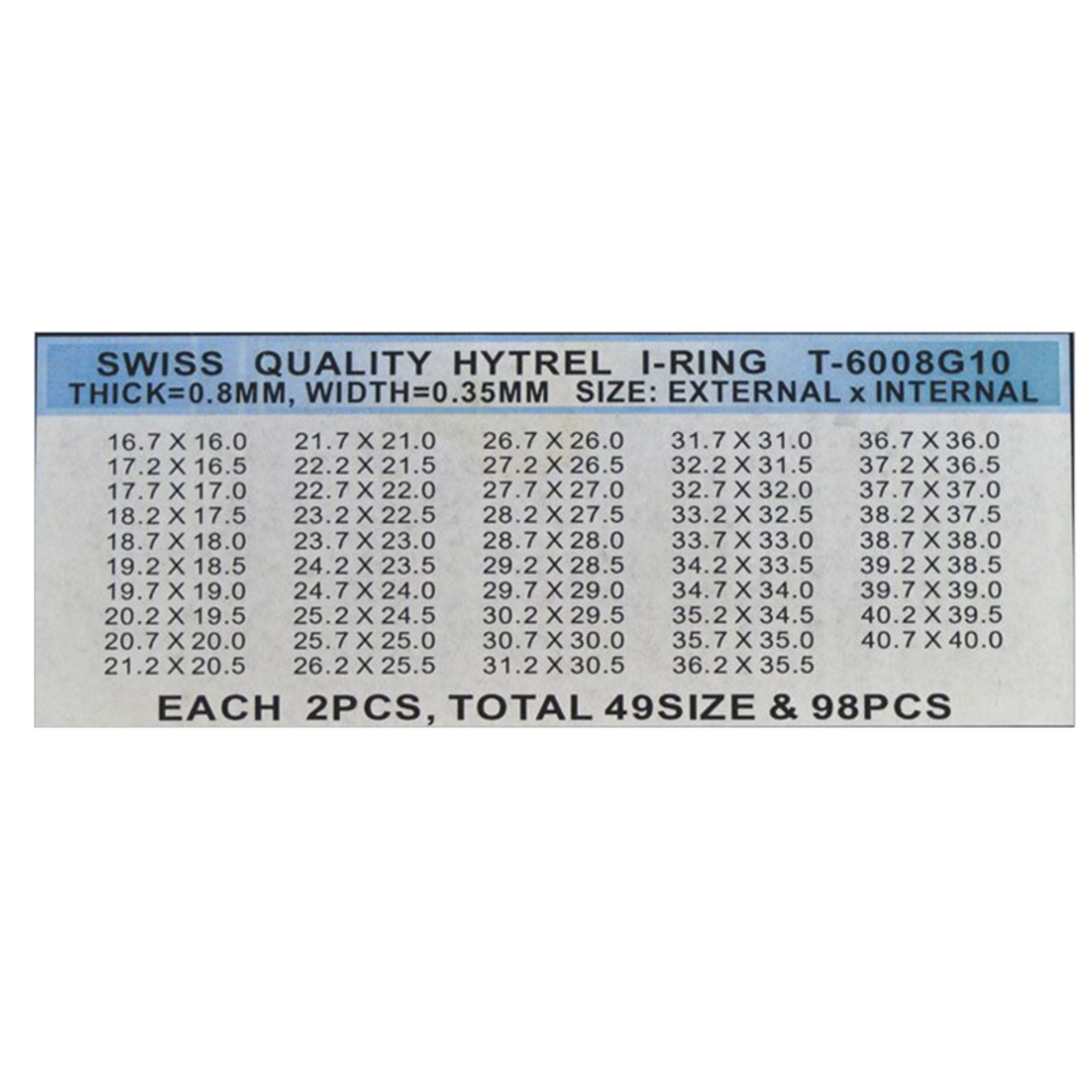 0.8mm Watch Plastic Waterproof O-ring Gasket Assortment for 1.0mm Crystal Glass