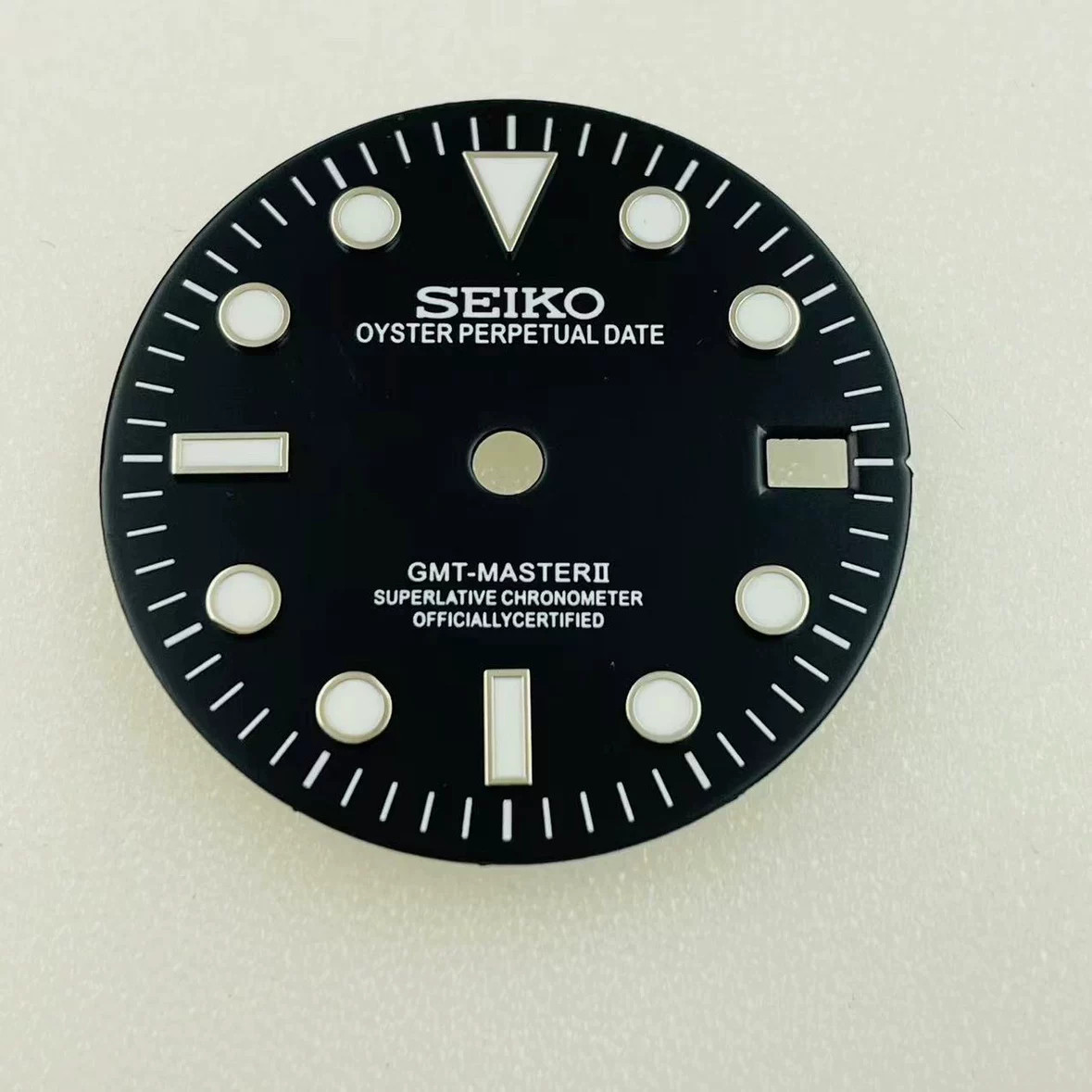 28.5mm Black GMT Watch Dial Blue Green Lume For Nh34 Movement Watches Parts