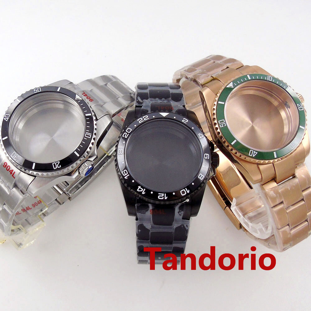 36mm silver black rose gold sterile watch case sapphire glass fit NH35 NH36 ETA
