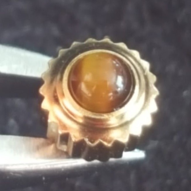 Omega Dustproof Crown With Tiger Eye Cabochon Stone Part Number 22063