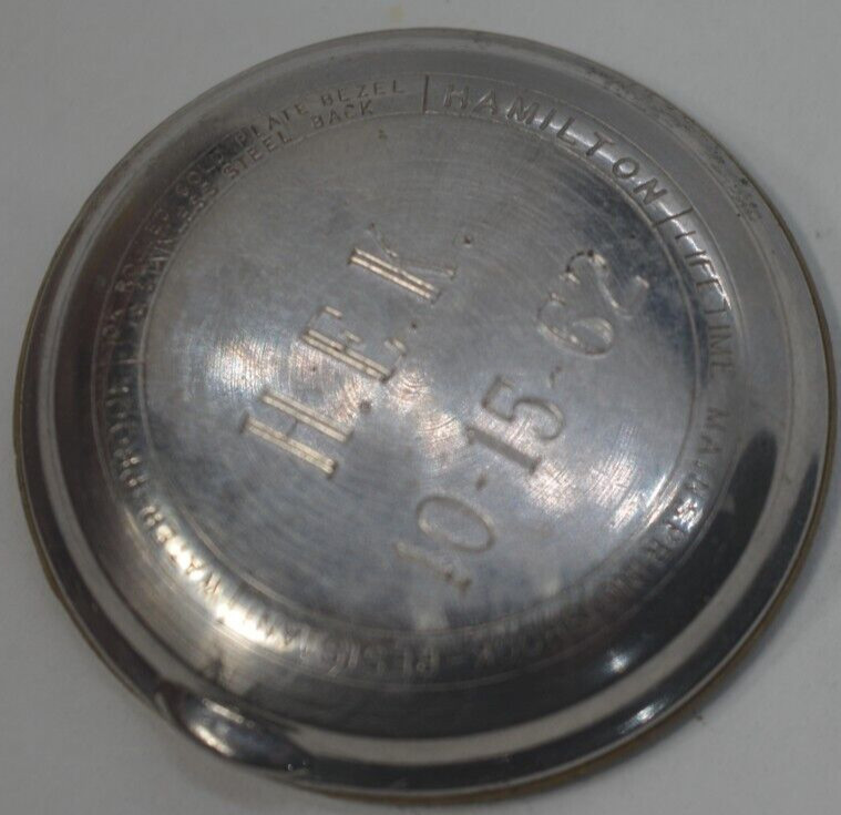 Vtg 1962 HAMILTON Wrist Watch CASE BACK ONLY, 10K ROLLED GOLD FILLED 30mm