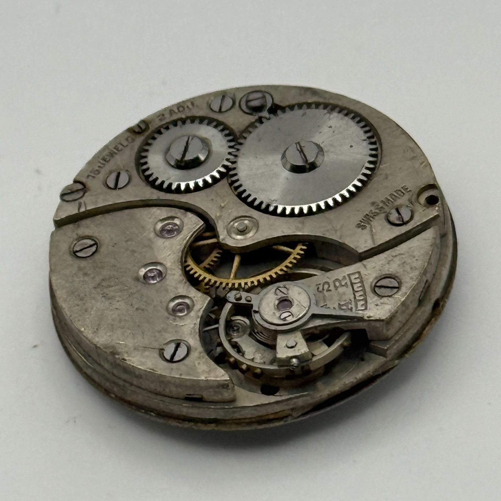15 Jewels Trench Watch Movement Sub Seconds Swiss Manual Wind Vintage Parts 27mm