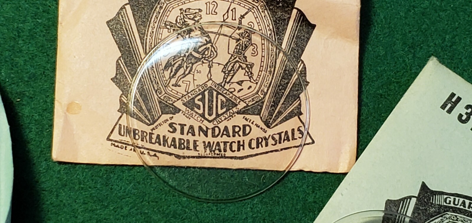 1 Vintage NOS S-U-C Standard Unbreakable Crystal Hunting Case Pkt Watch Crystal