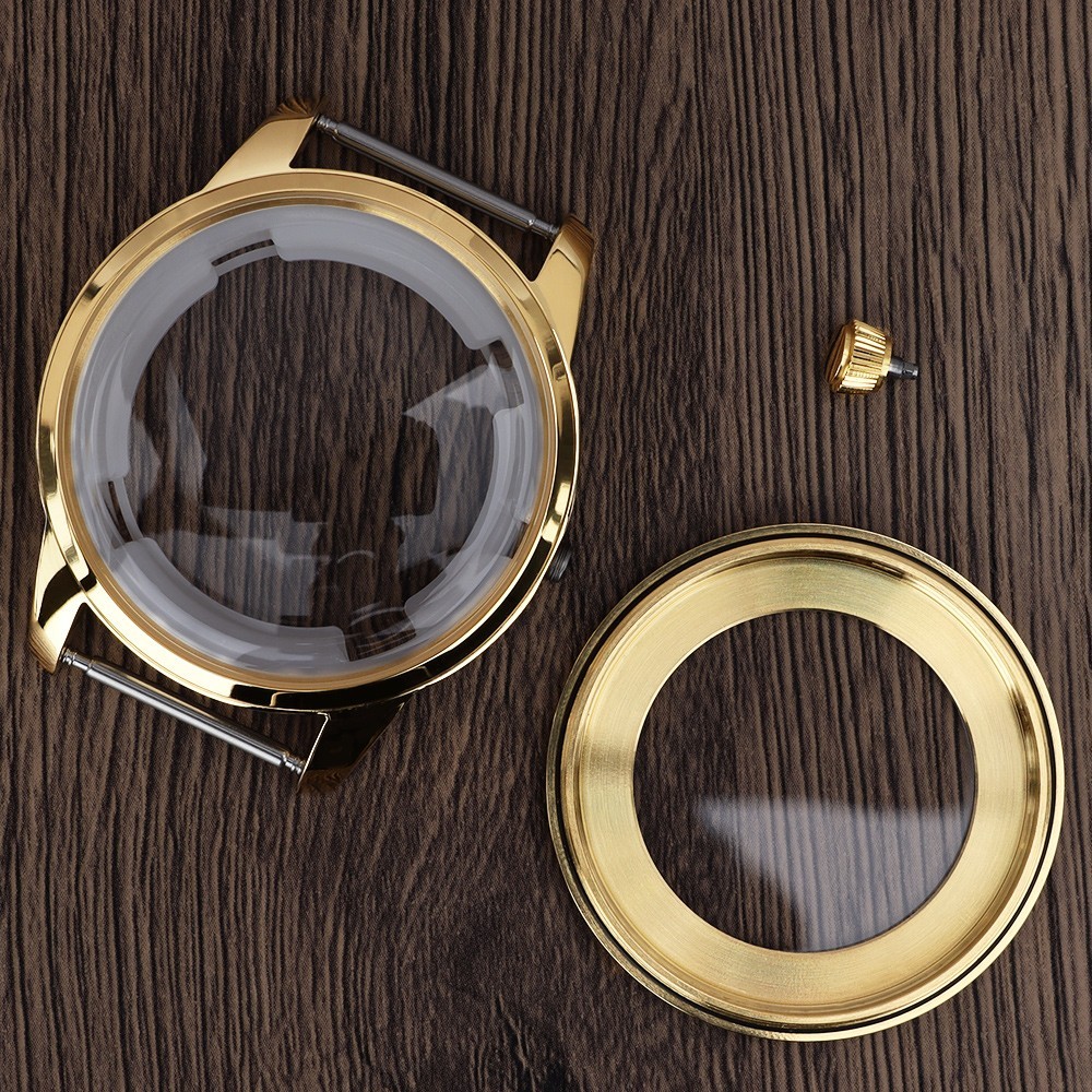 Steel Golden Watch Case 40.6mm/33mm Modify Seiko Mod 10ATM For Seiko NH35 36 38