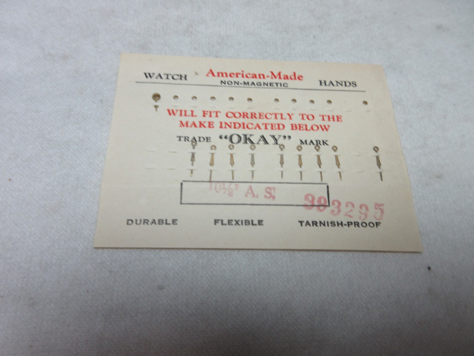 AMERICAN MADE WATCH HANDS 10 1/2 AS WATCHMAKER REPLACEMENT PARTS #205
